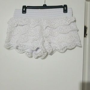 White lace shorts